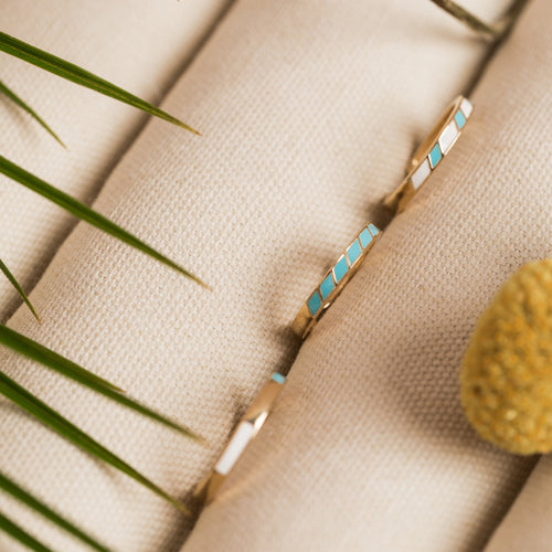 Bague Arthus Blanc/Turquoise.
