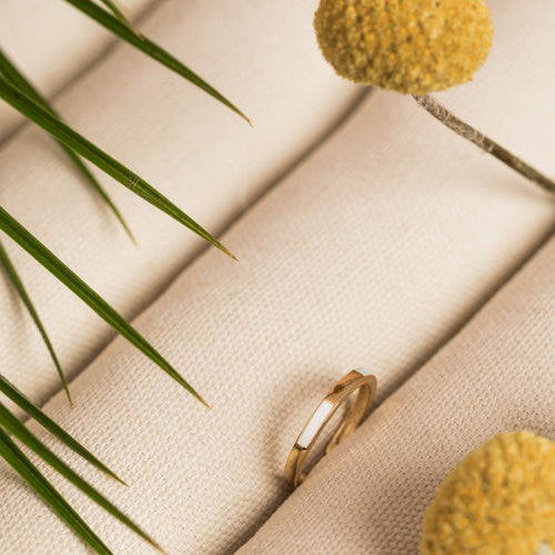 Bague Arthus Blanc/Turquoise.