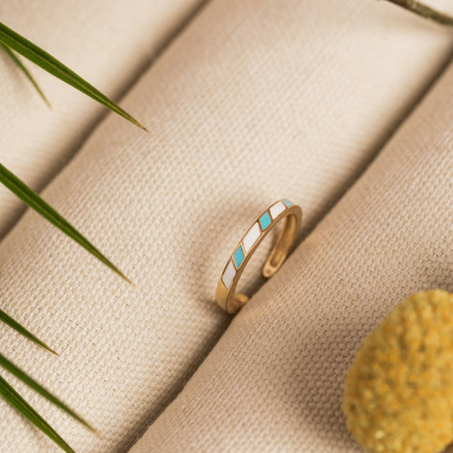 Bague Ayden Blanc/Turquoise.