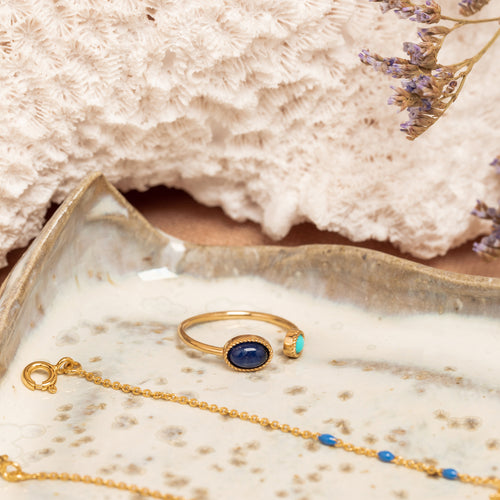 Bague Claire Sodalite/Turquoise Or.
