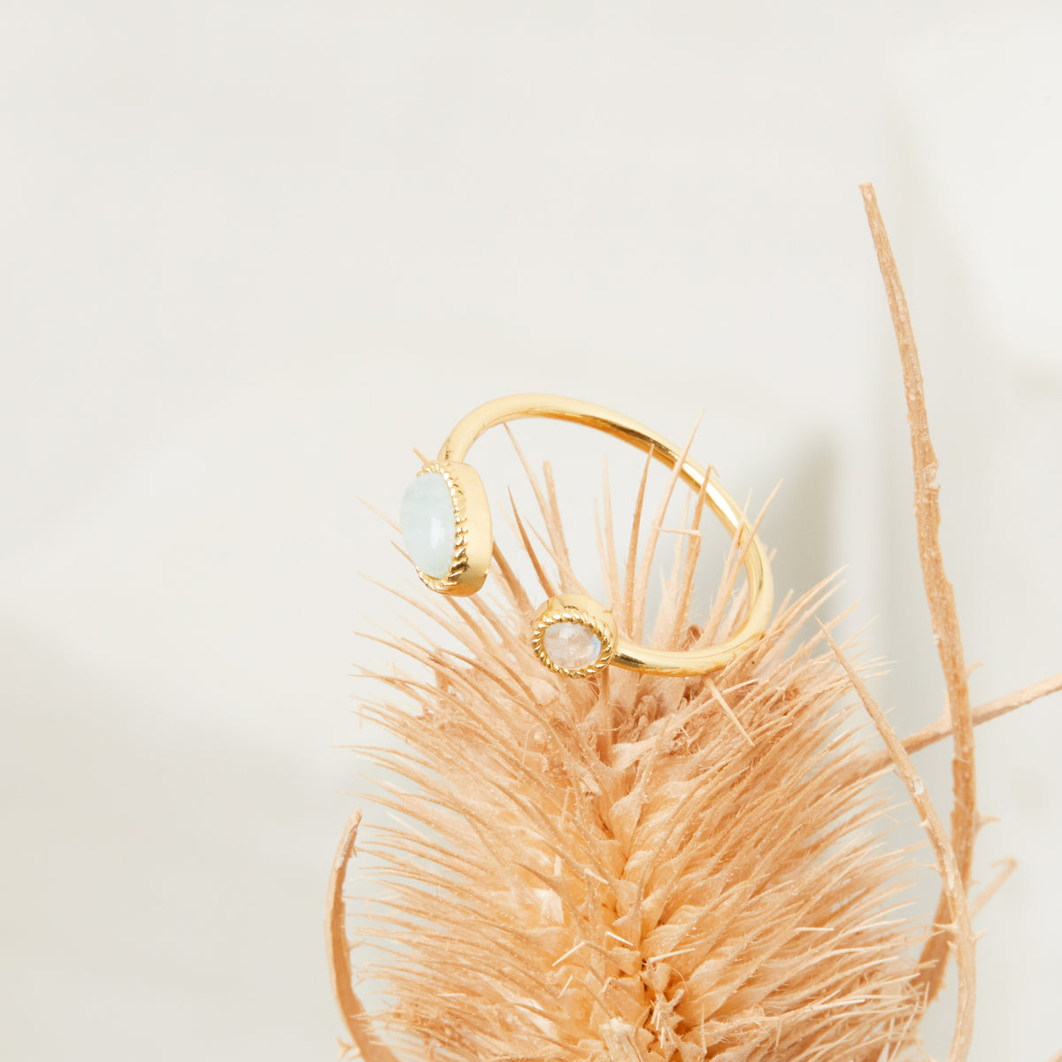 Bague Claire Amazonite Claire/ Pierre De Lune Blanche