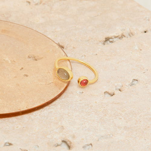 Bague Claire Labradorite/Grenat