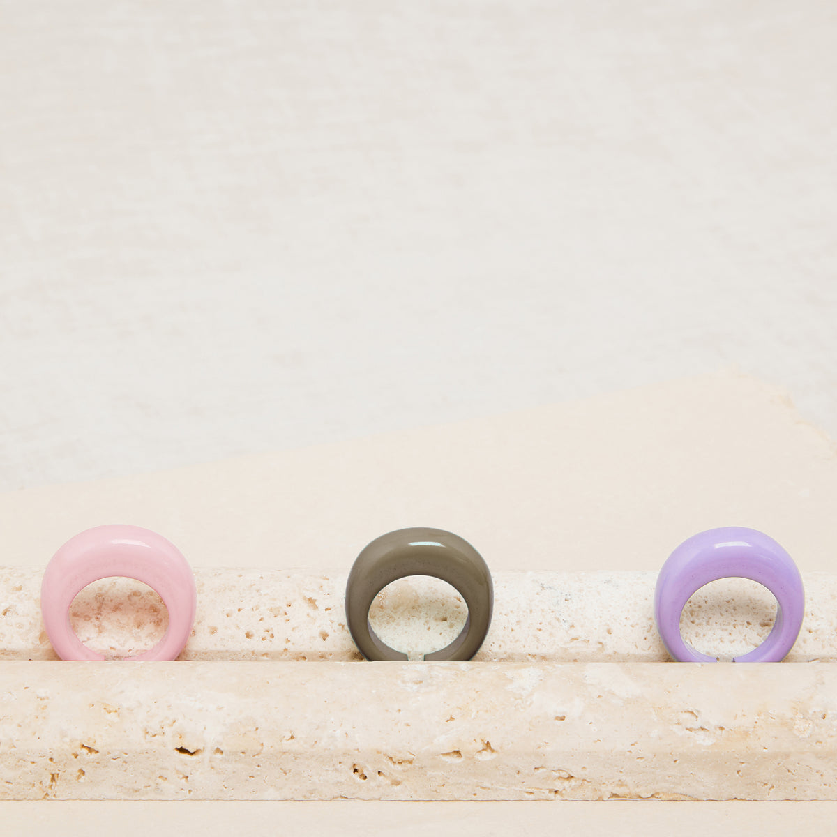 Set de Bagues Maiky Lavande/Toffee/Rose Quartz
