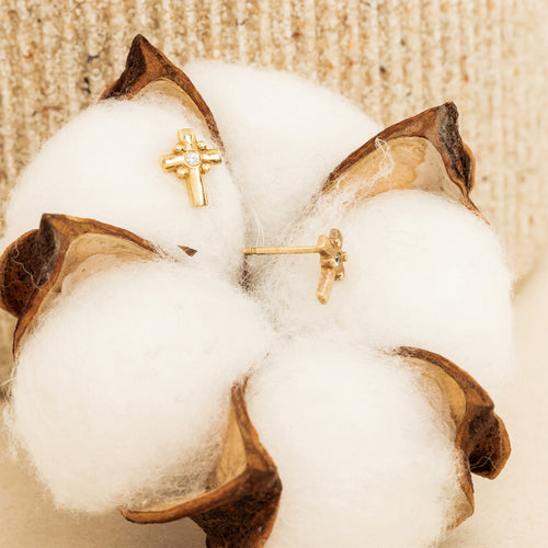 Puces D&#39;Oreilles Cross Or