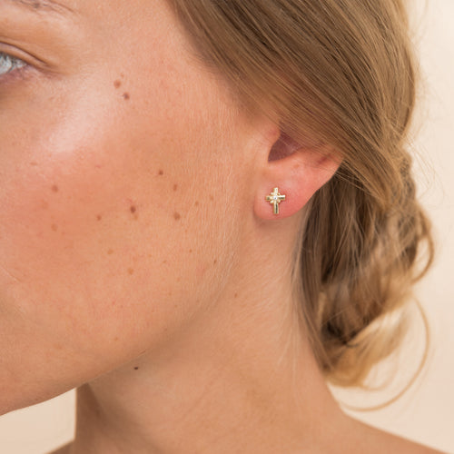 Puces D&#39;Oreilles Cross Or