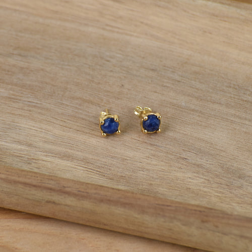 Boucles d'oreilles Nelly Sodalite Or.