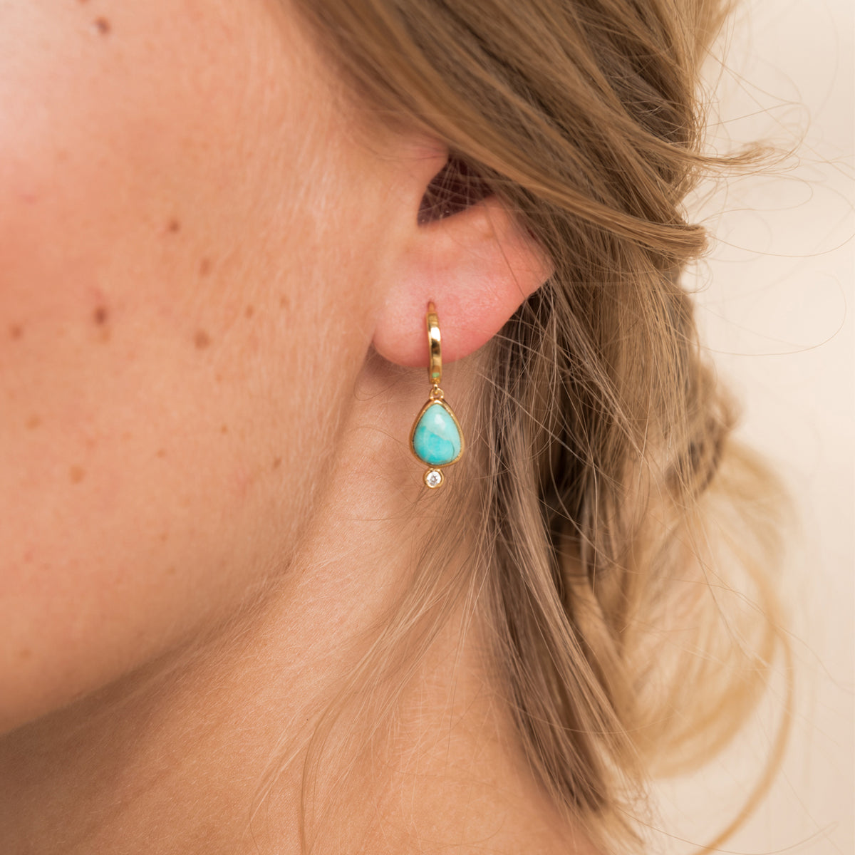 Mini Créoles Naomi Turquoise Or.