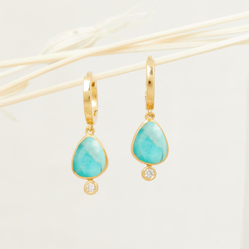 Mini Créoles Naomi Turquoise Or.