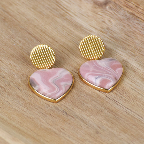 Boucles d'oreilles Mona Opale Rose Or.