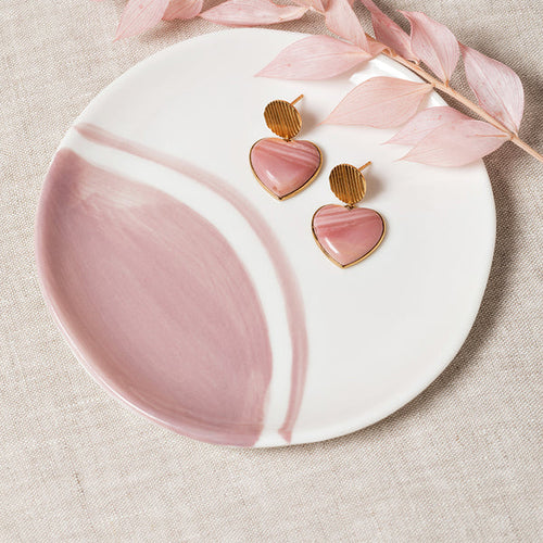 Boucles d'oreilles Mona Opale Rose Or.