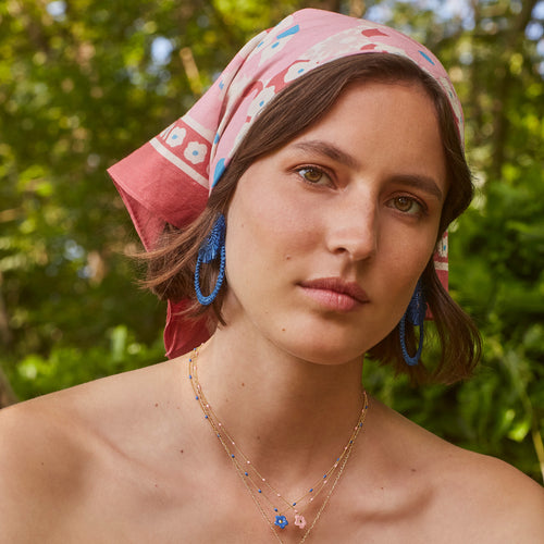 Boucles D'Oreilles Naeli Bleu Electrique