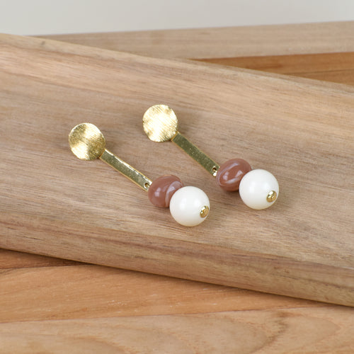 Boucles d'oreilles Estella Biscuit/Écru.