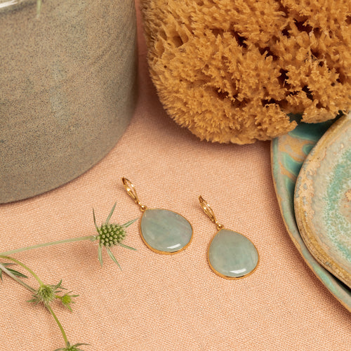 Boucles D'Oreilles Olga Aigue-Marine Milky