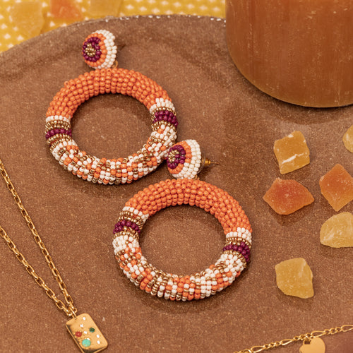 Boucles D'Oreilles Leela Capucine/Amarante