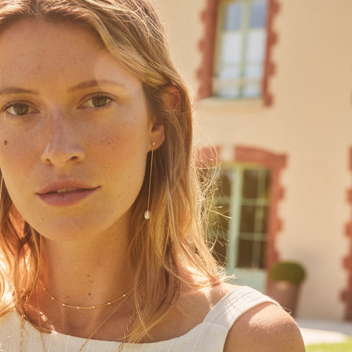Boucles D'Oreilles Stan Perle Blanche
