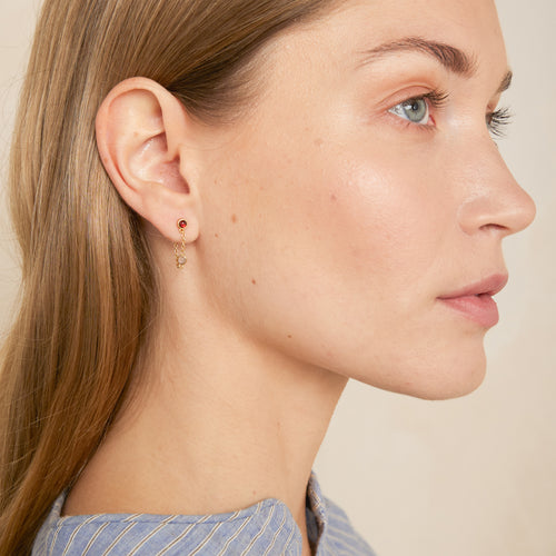 Puces d'oreilles Miky Labradorite/Grenat