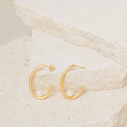 Boucles D'Oreilles Hisae Perle Blanche