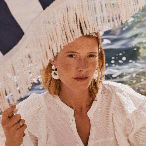 Boucles D&#39;Oreilles Poppie Ecru