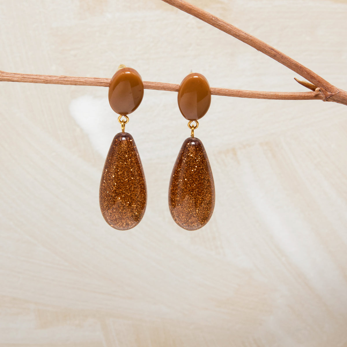 Boucles D'Oreilles Gallia Muscade/Muscade Brillant