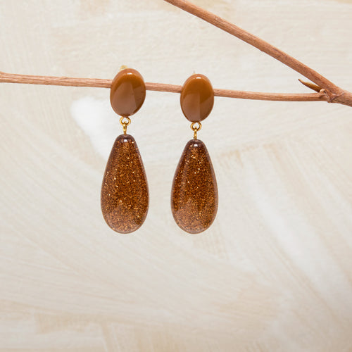 Boucles D'Oreilles Gallia Muscade/Muscade Brillant