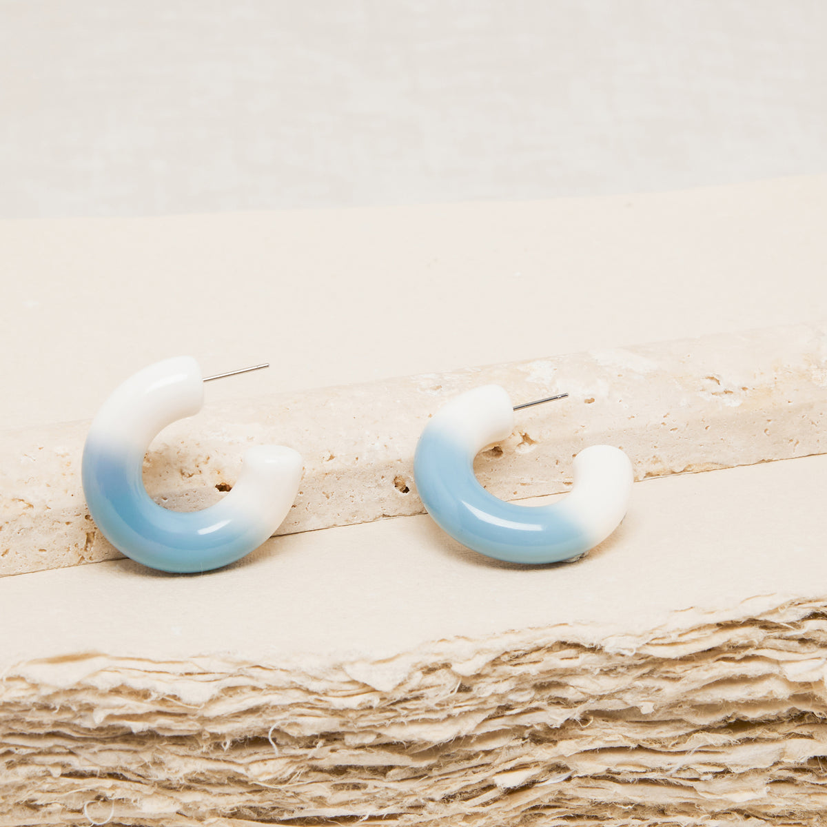 Créoles Janette Turquoise/Ecru