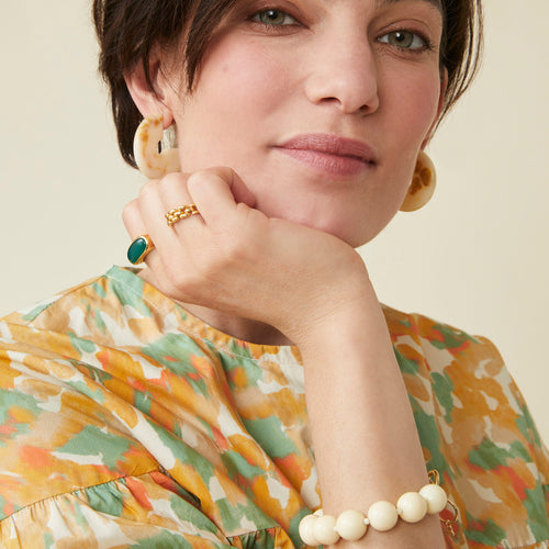 Boucles D&#39;Oreilles Margaut Ecru/Curry