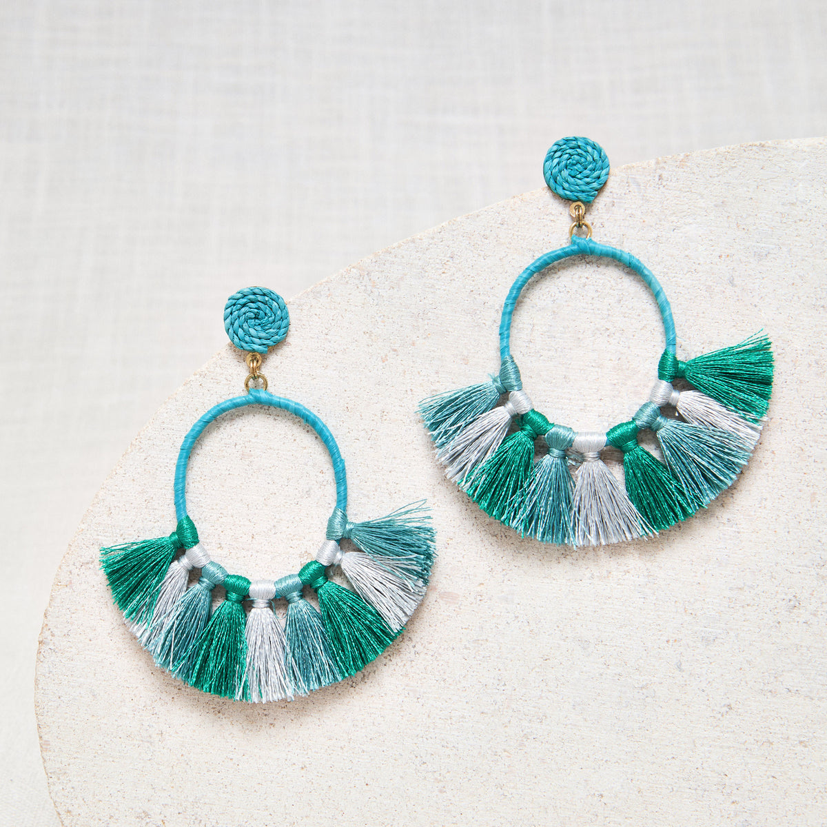 Boucles D&#39;Oreilles Juliana Menthe/Jade