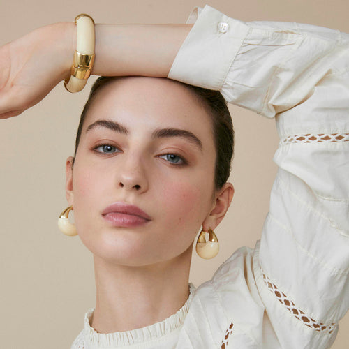 Boucles d'oreilles Thade Ecru