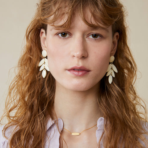 Boucles D'Oreilles Fanou Ecru Marbre
