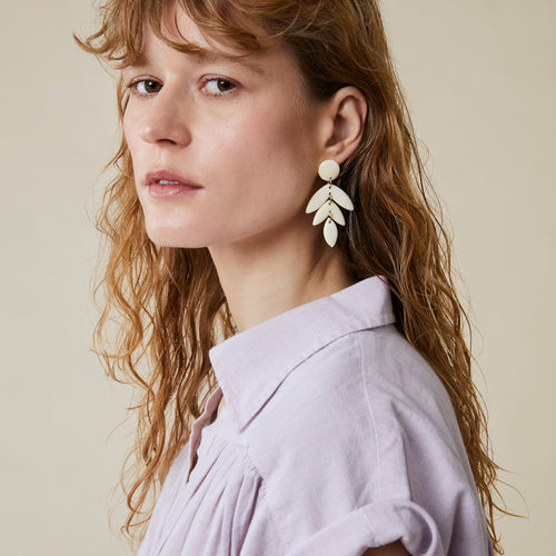 Boucles D'Oreilles Fanou Ecru Marbre