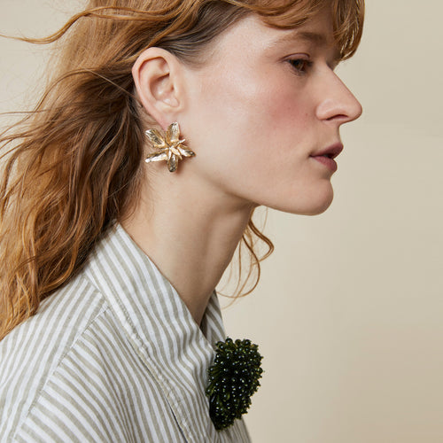 Boucles D'Oreilles Camelia Rose Dore