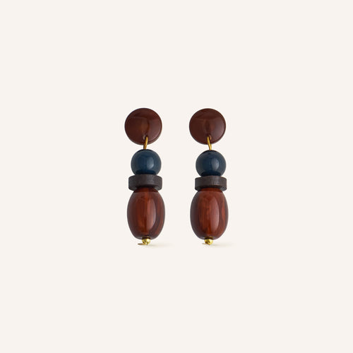 Boucles D'Oreilles Ida Ambre Marbré