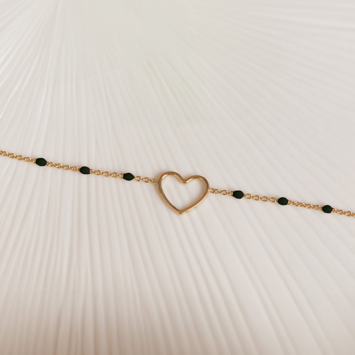 Bracelet Heart Noir Or.