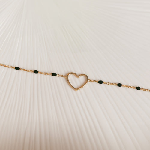 Bracelet Heart Noir Or.