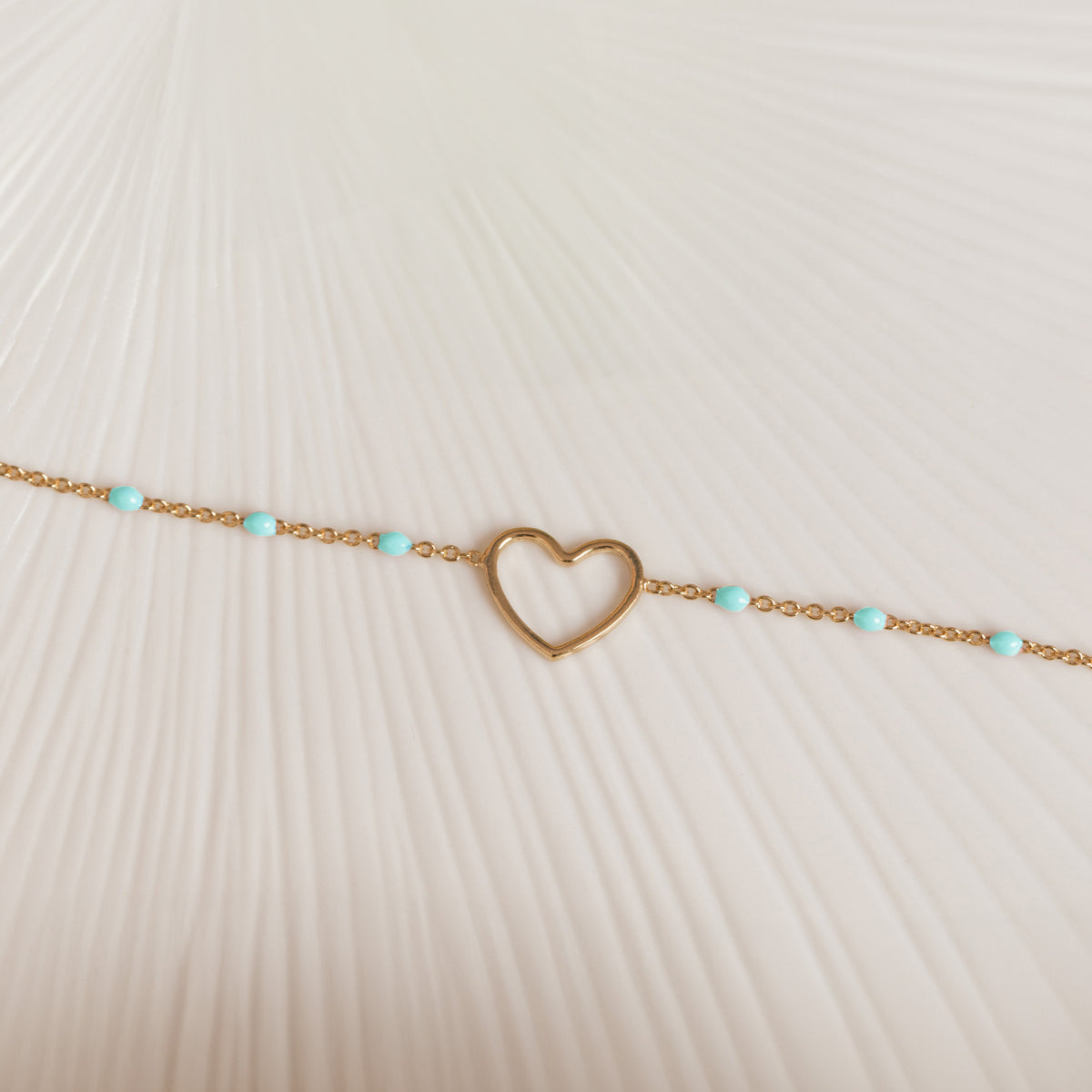 Bracelet Heart Turquoise Aventurine Or.