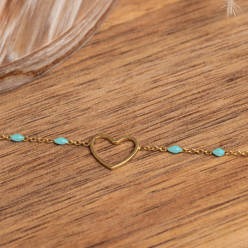 Bracelet Heart Turquoise Aventurine Or.