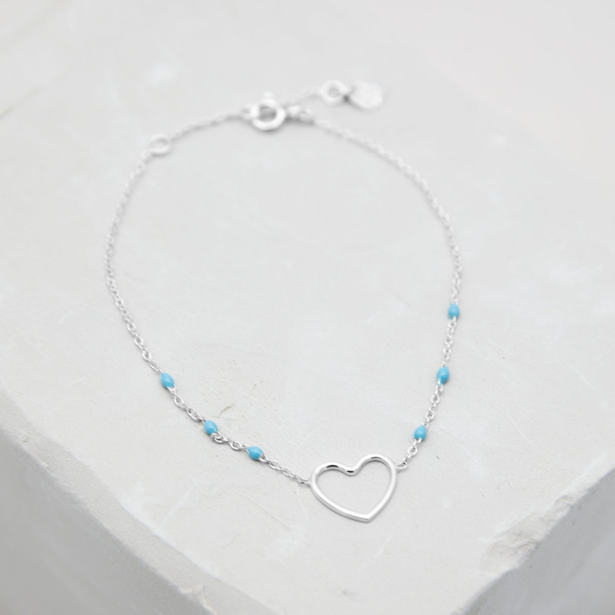 Bracelet Heart Turquoise Argent.