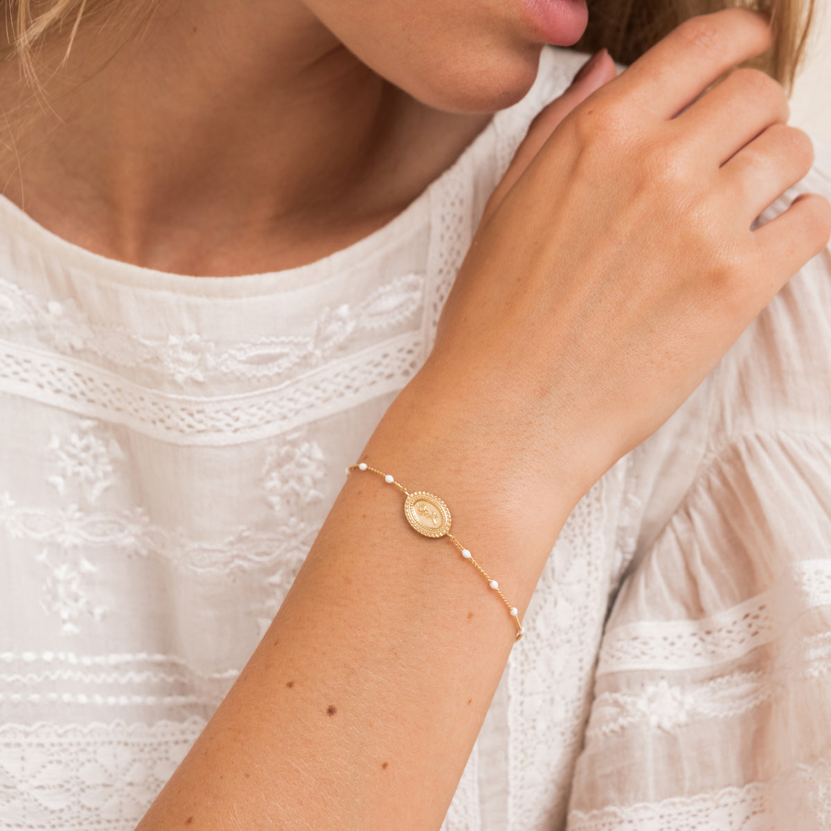 Bracelet Flower Blanc