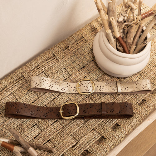 Ceinture Cuir Clouté Blanca Dore
