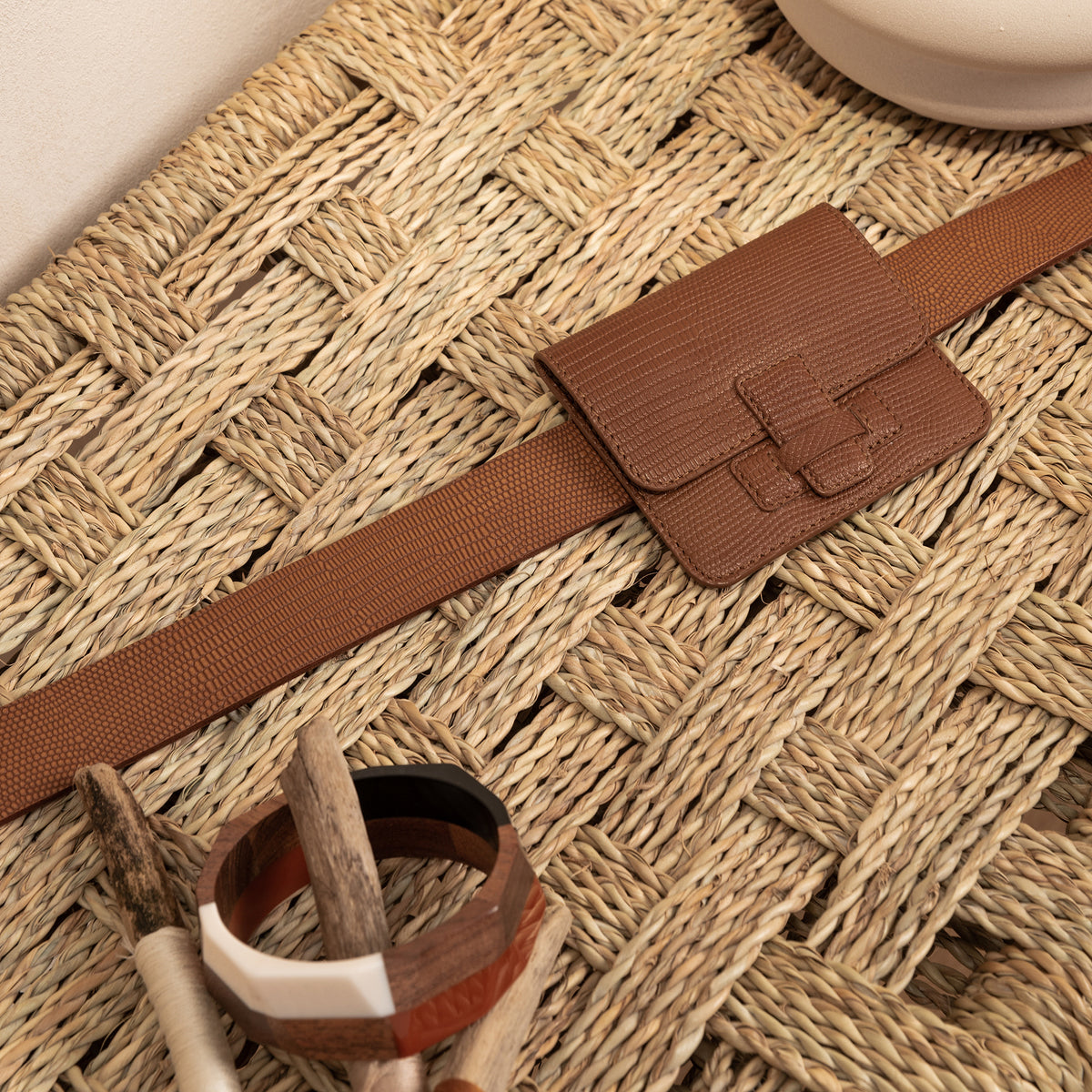 Ceinture Cuir Suédé Nikita Lezard Noisette