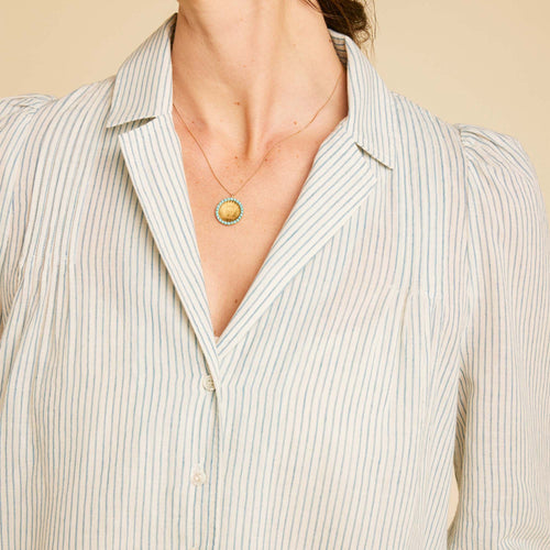 Chemise Ramiya Turquoise/Ecru