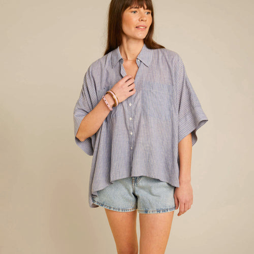 Chemise Boxy Denim/Ecru