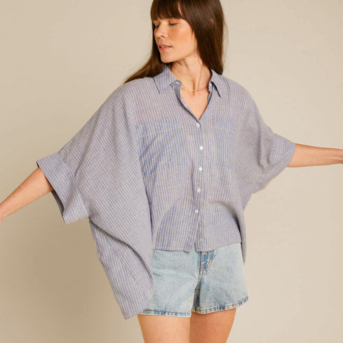 Chemise Boxy Denim/Ecru