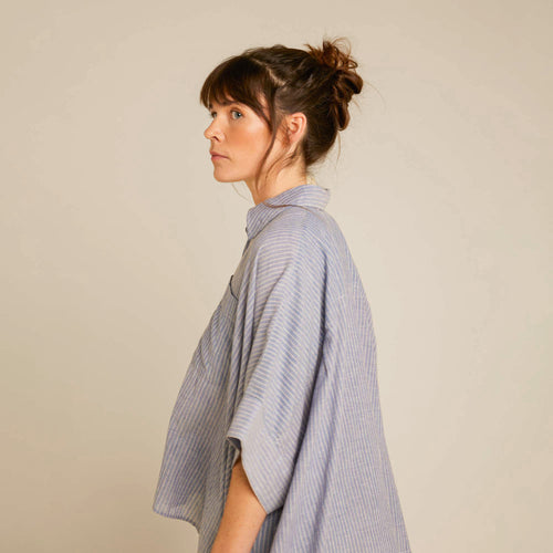 Chemise Boxy Denim/Ecru