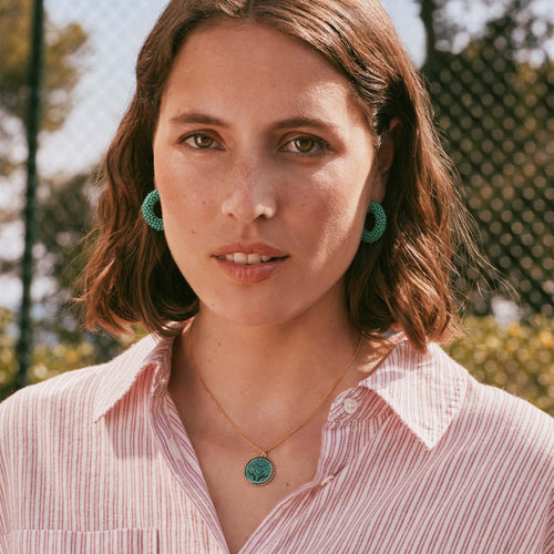 Chemise Boxy Violine/Ecru