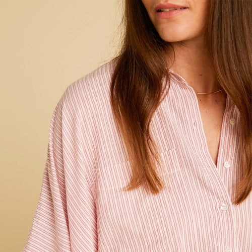 Chemise Boxy Violine/Ecru