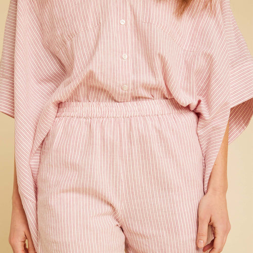 Chemise Boxy Violine/Ecru