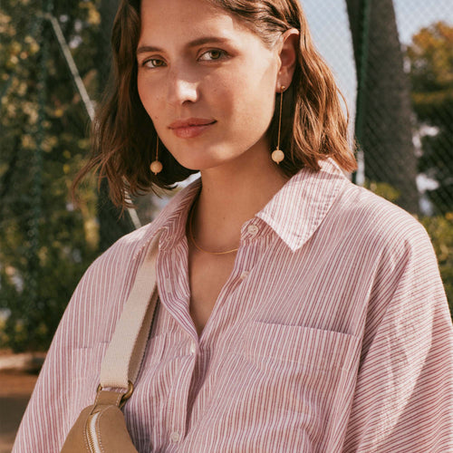 Chemise Boxy Violine/Ecru