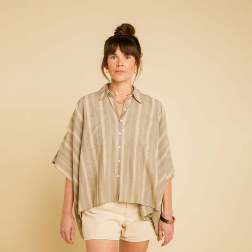 Chemise Boxy Olive/Ecru