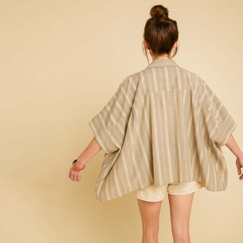 Chemise Boxy Olive/Ecru